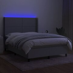 vidaXL atsperu gulta ar matraci, LED, gaiši pelēks audums, 140x200 cm cena un informācija | Gultas | 220.lv