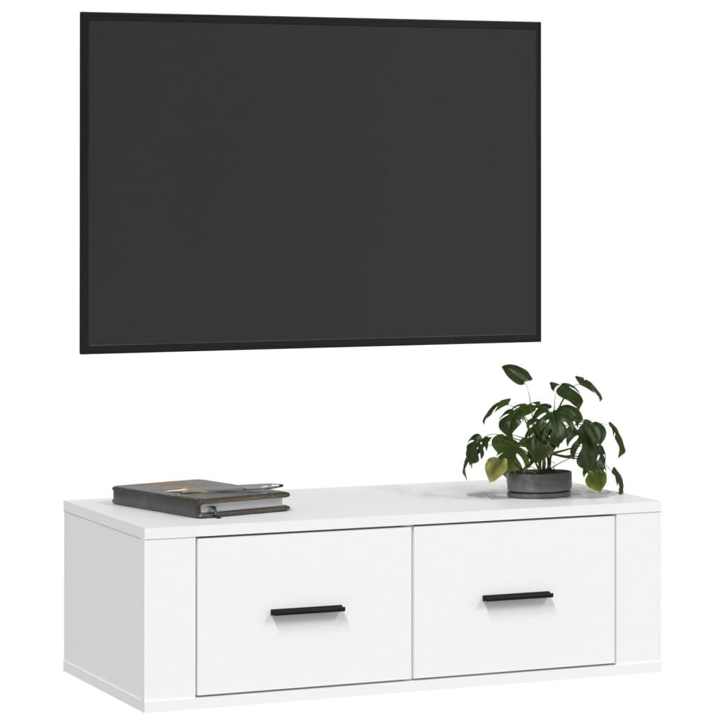Piekarināms TV skapis, balts, 80x36x25cm, koka цена и информация | TV galdiņi | 220.lv