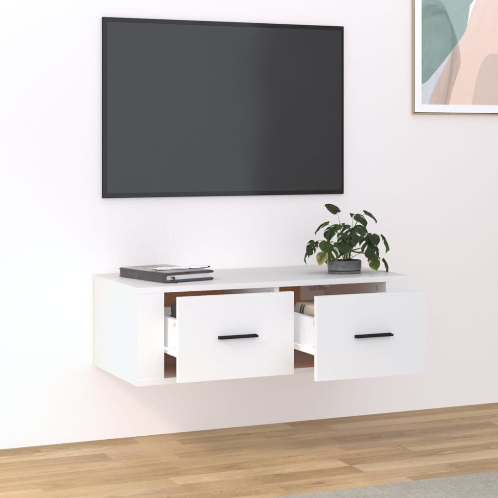 Piekarināms TV skapis, balts, 80x36x25cm, koka cena un informācija | TV galdiņi | 220.lv