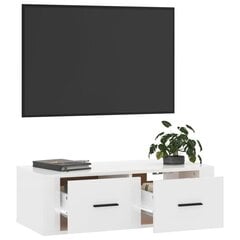 Piekarināms TV skapis, balts, 80x36x25cm, koka, glancēts цена и информация | Тумбы под телевизор | 220.lv