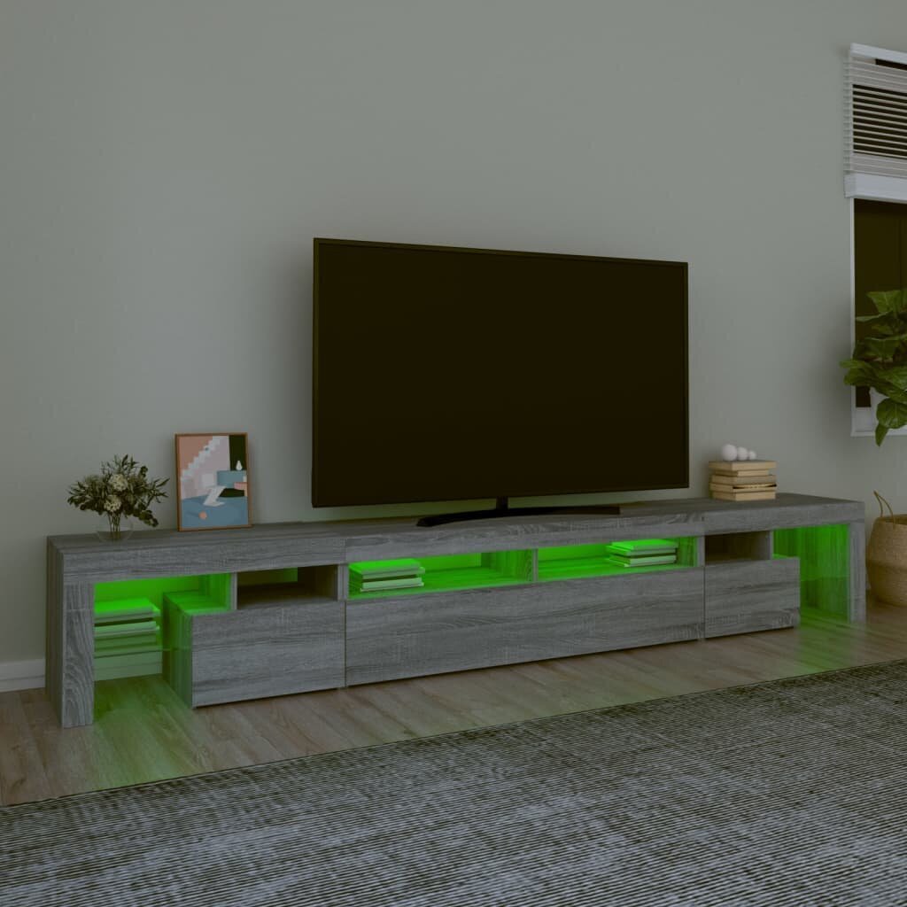 vidaXL TV skapītis ar LED lampiņām, pelēka ozola krāsa, 260x36,5x40 cm cena un informācija | TV galdiņi | 220.lv