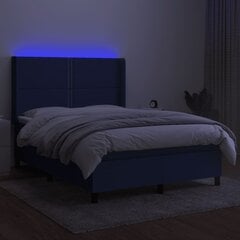 vidaXL atsperu gulta ar matraci, LED, zils audums, 140x190 cm цена и информация | Кровати | 220.lv