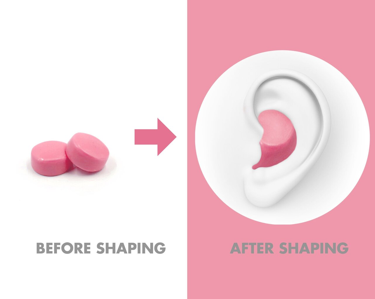 Haspro silikona ausu aizbāžņi (27dB), 6pāri, rozā cena un informācija | Galvas aizsargi | 220.lv