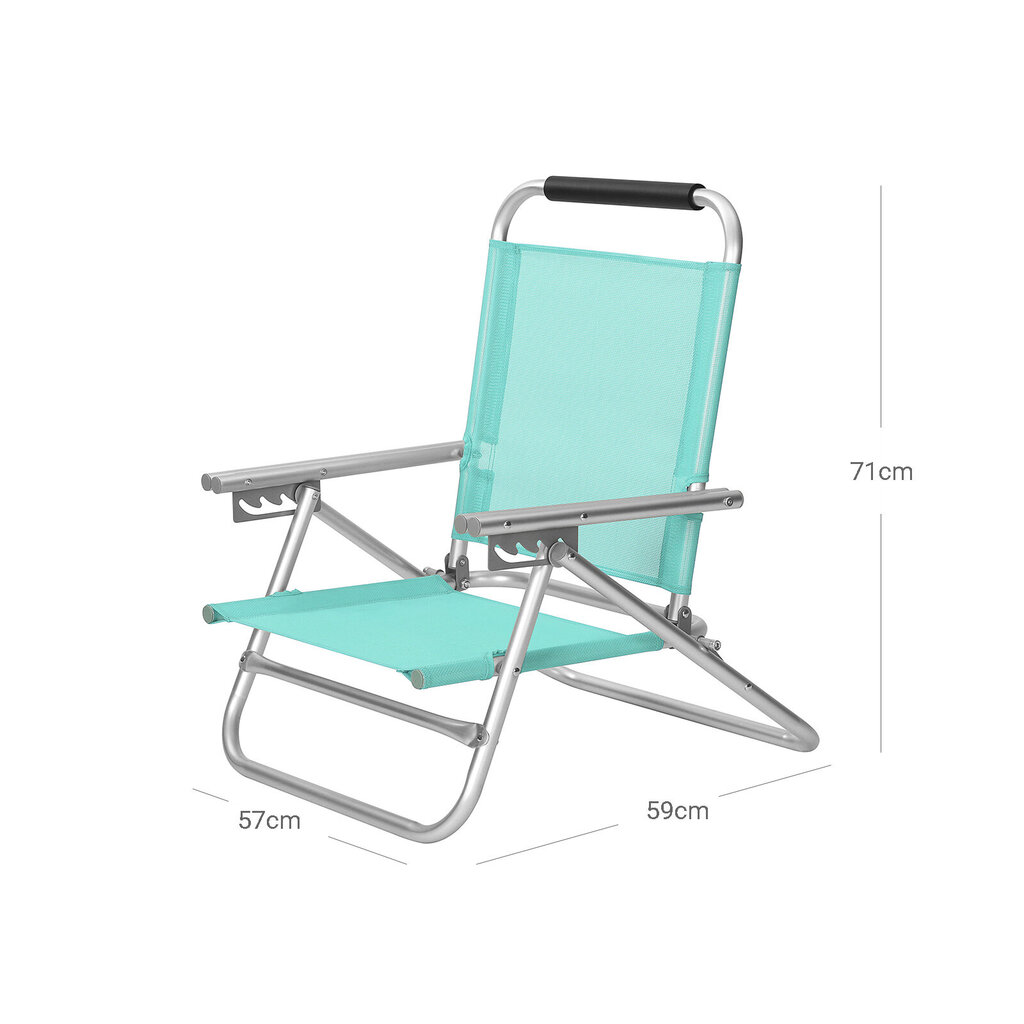 Pludmales krēsls/āra krēsls, zaļš cena un informācija | Sauļošanās krēsli | 220.lv