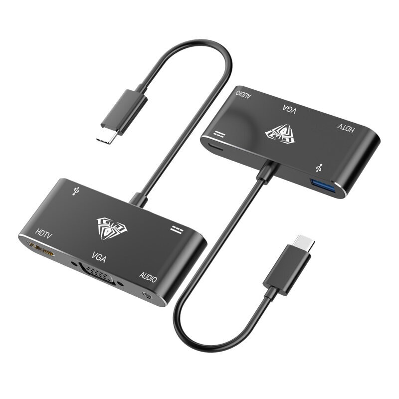 Aula OT-9573S 5in1 Hub adapteris USB-C uz Hdmi 4K 30Hz / VGA monitor / USB 3.0 / Audio 3.5mm / PD uzlāde цена и информация | Adapteri un USB centrmezgli | 220.lv