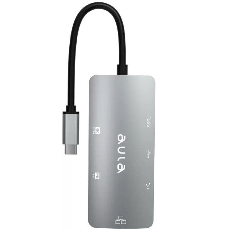 Aula UC-910 6in1 Hub adapteris USB-C uz Hdmi 4K 60Hz / 2x USB 2.0 / USB 3.0 / PD uzlāde / RJ45 Internet цена и информация | Adapteri un USB centrmezgli | 220.lv