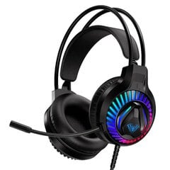 Aula S605 Skaņas-izolējošas Spēļu Austiņas 50mm draiveri 2m Vads 2x 3.5mm audio/mik. + USB RGB Led Melna цена и информация | Наушники | 220.lv