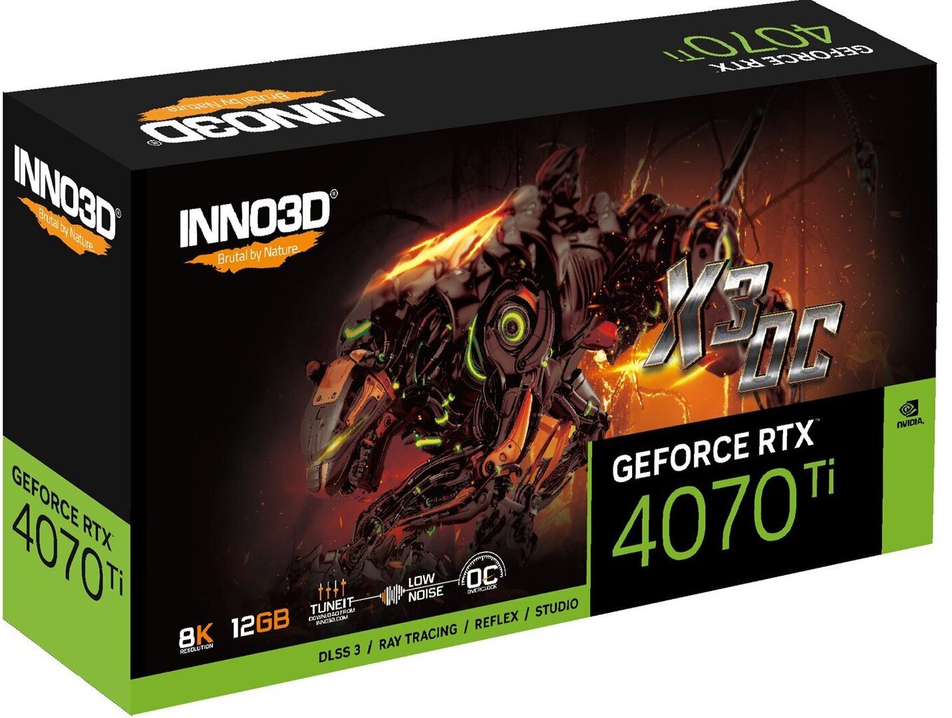 Inno3D GeForce RTX 4070 Ti X3 OC (N407T3-126XX-186148N) cena un informācija | Videokartes (GPU) | 220.lv