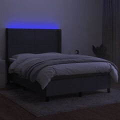 vidaXL atsperu gulta ar matraci, LED, tumši pelēks audums, 140x200 cm цена и информация | Кровати | 220.lv