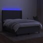 vidaXL atsperu gulta ar matraci, LED, tumši pelēks audums, 140x200 cm цена и информация | Gultas | 220.lv