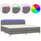 vidaXL atsperu gulta ar matraci, LED, tumši pelēka audums, 200x200 cm цена и информация | Gultas | 220.lv