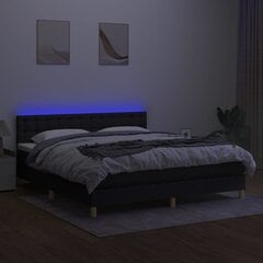 vidaXL atsperu gulta ar matraci, LED, melns audums, 180x200 cm cena un informācija | Gultas | 220.lv