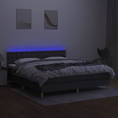 Кровать vidaXL с пружинами/матрас/LED, ткань, 180x200 см, серая цена и информация | Кровати | 220.lv