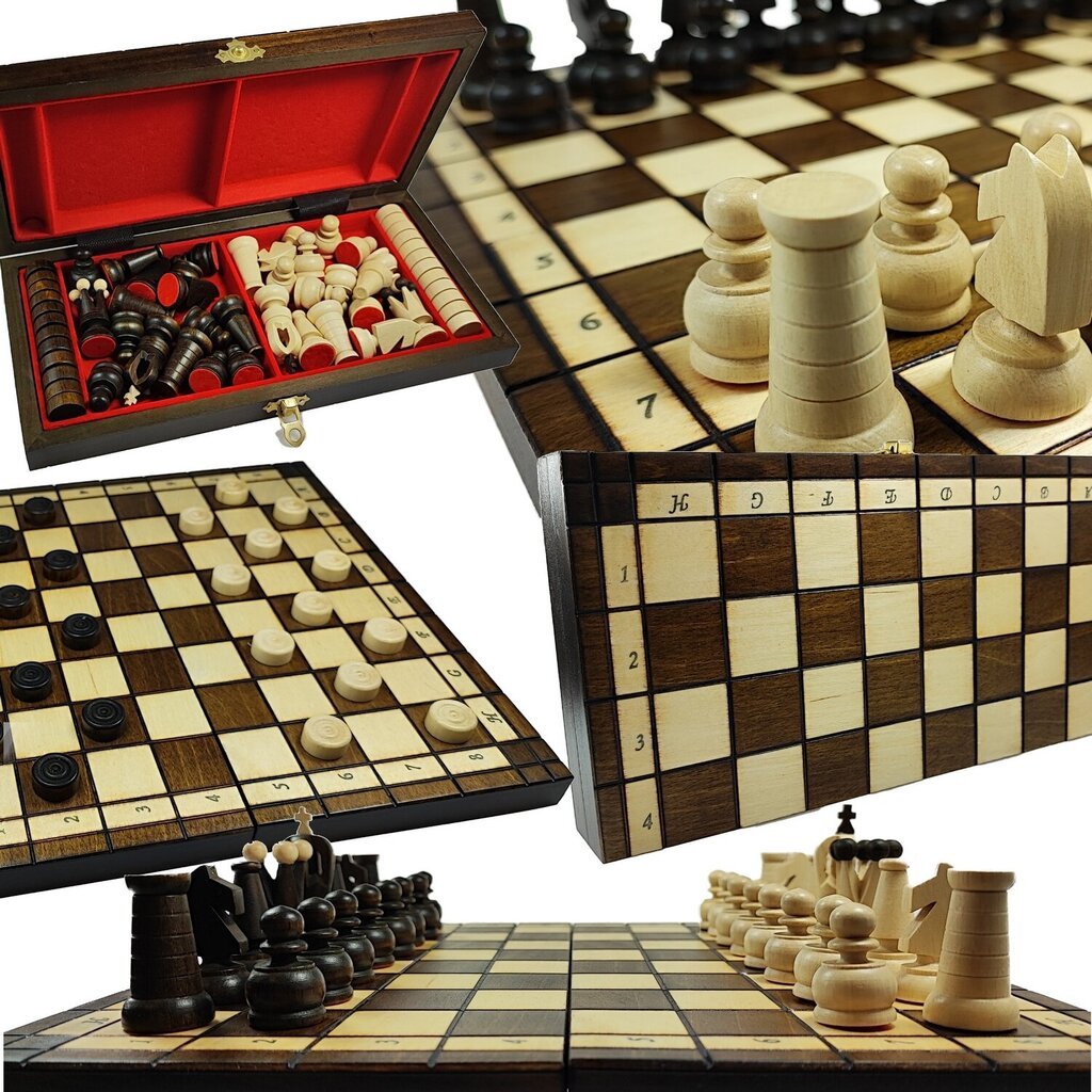 Koka šaha dambrete 2in1 Premium versijas koka lāde (31x31 cm) cena un informācija | Galda spēles | 220.lv