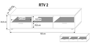 Telekalaud CLEO II-biały / черный полыск цена и информация | Тумбы под телевизор | 220.lv