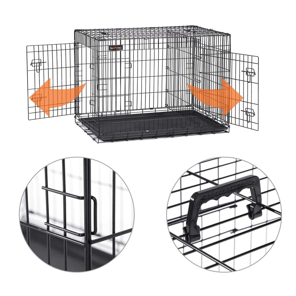 Suņu būris 92,5 x 57,5 x 64 cm ar durvīm cena un informācija | Transportēšanas būri, somas | 220.lv