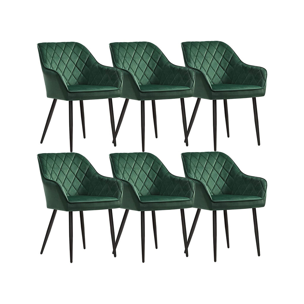 Ēdamistabas krēslu komplekts, 6 gab., zaļš cena un informācija | Virtuves un ēdamistabas krēsli | 220.lv