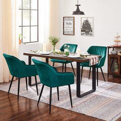Комплект обеденных стульев Velvet, темно-зеленый, прямые линии цена и информация | Стулья для кухни и столовой | 220.lv