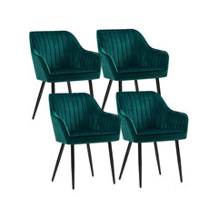 Ēdamistabas krēslu komplekts Velvet, 4 gab., tumši zaļš cena un informācija | Virtuves un ēdamistabas krēsli | 220.lv