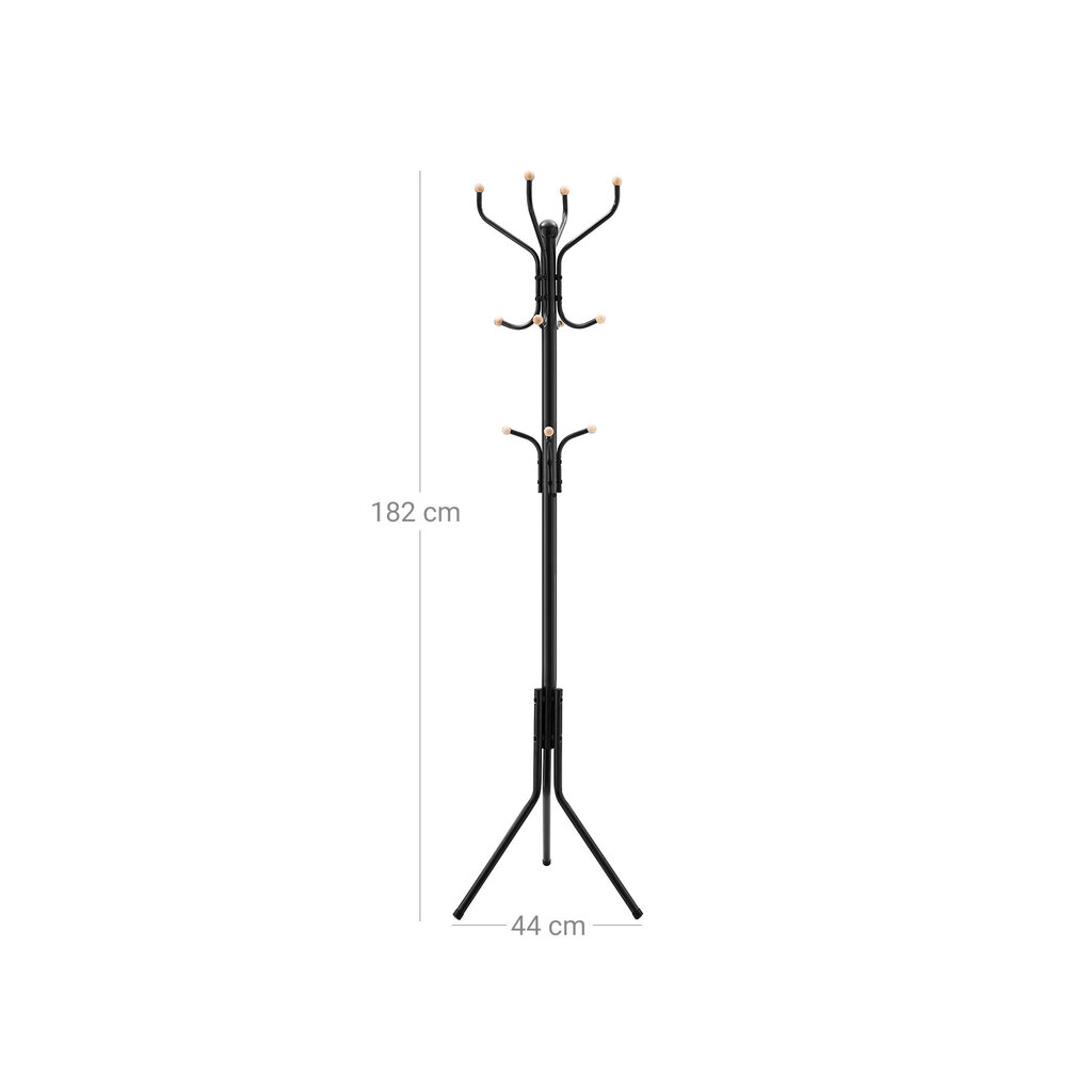 Melns metāla cepures statīvs 182 cm cena un informācija | Drēbju pakaramie | 220.lv