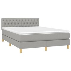 vidaXL atsperu gulta ar matraci, LED, gaiši pelēks audums, 140x200 cm cena un informācija | Gultas | 220.lv