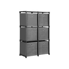 Полка с 6 тканевыми кубиками 105 х 105 х 30 см., 6 отделений, цвет серый цена и информация | Полки | 220.lv
