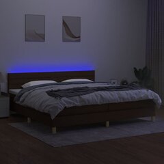 vidaXL atsperu gulta ar matraci, LED, tumši brūna, 200x200 cm, audums цена и информация | Кровати | 220.lv