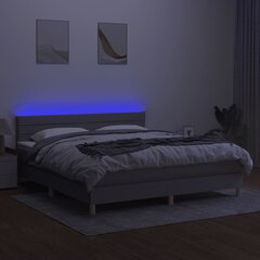 Кровать vidaXL с пружинами/матрас/LED, ткань, 180x200 см, серая цена и информация | Кровати | 220.lv