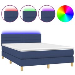 vidaXL atsperu gulta ar matraci, LED, zils audums, 140x200 cm цена и информация | Кровати | 220.lv