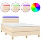 vidaXL atsperu gulta ar matraci, LED, krēmkrāsas audums, 120x200 cm цена и информация | Gultas | 220.lv