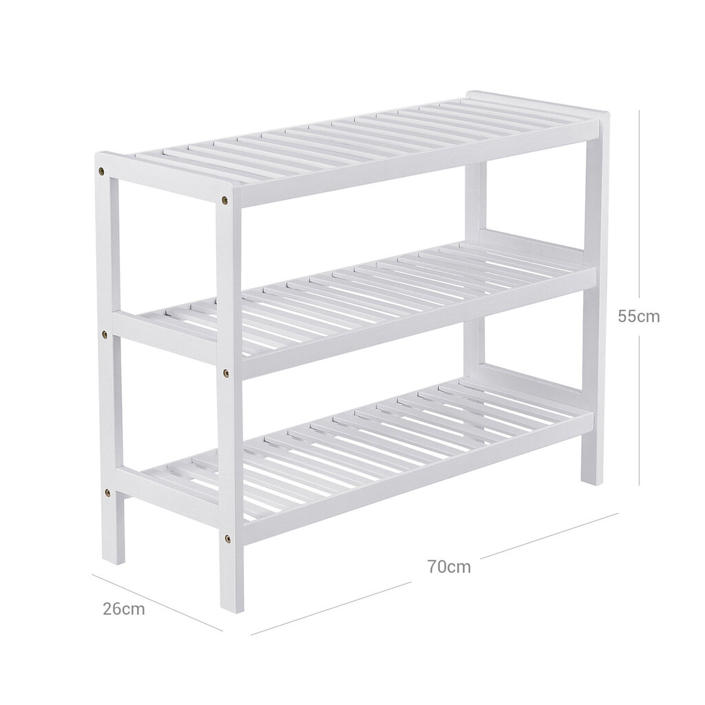 Apavu plaukts 70 x 55 x 26 cm., balts cena un informācija | Apavu skapji, apavu plaukti, priekšnama soliņi | 220.lv