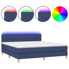 vidaXL atsperu gulta ar matraci, LED, zils audums, 160x200 cm cena un informācija | Gultas | 220.lv