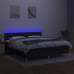 vidaXL atsperu gulta ar matraci, LED, melns audums, 160x200 cm цена и информация | Кровати | 220.lv