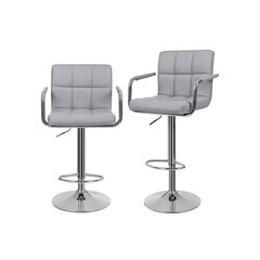 Барные стулья с подлокотниками, 2 шт., серый цвет цена и информация | Стулья для кухни и столовой | 220.lv