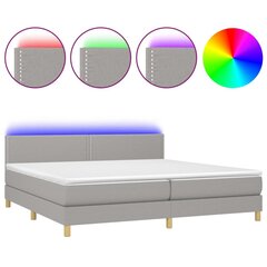 vidaXL atsperu gulta ar matraci, LED, gaiši pelēka audums, 200x200 cm цена и информация | Кровати | 220.lv
