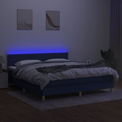 vidaXL atsperu gulta ar matraci, LED, zils audums, 180x200 cm cena un informācija | Gultas | 220.lv