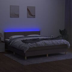 vidaXL atsperu gulta ar matraci, LED, pelēkbrūns audums, 160x200 cm cena un informācija | Gultas | 220.lv