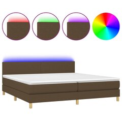 vidaXL atsperu gulta ar matraci, LED, tumši brūna, 200x200 cm, audums cena un informācija | Gultas | 220.lv