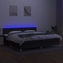 vidaXL atsperu gulta ar matraci, LED, melns audums, 200x200 cm цена и информация | Кровати | 220.lv