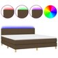 vidaXL atsperu gulta ar matraci, LED, tumši brūns audums, 160x200 cm цена и информация | Gultas | 220.lv