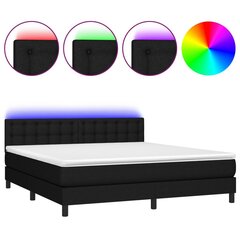 vidaXL atsperu gulta ar matraci, LED, melns audums, 160x200 cm cena un informācija | Gultas | 220.lv