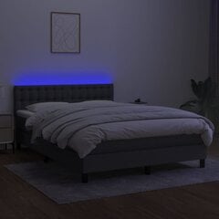 vidaXL atsperu gulta ar matraci, LED, tumši pelēks audums, 140x190 cm цена и информация | Кровати | 220.lv