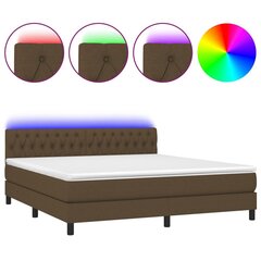 vidaXL atsperu gulta ar matraci, LED, tumši brūns audums, 160x200 cm цена и информация | Кровати | 220.lv