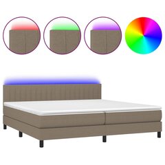 vidaXL atsperu gulta ar matraci, LED, pelēkbrūns audums, 200x200 cm цена и информация | Кровати | 220.lv