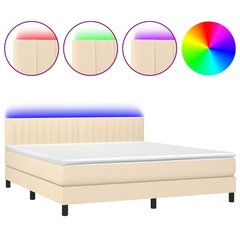 vidaXL atsperu gulta ar matraci, LED, krēmkrāsas audums, 180x200 cm цена и информация | Кровати | 220.lv