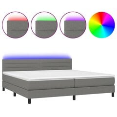 vidaXL atsperu gulta ar matraci, LED, tumši pelēks audums, 200x200 cm цена и информация | Кровати | 220.lv