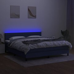 vidaXL atsperu gulta ar matraci, LED, zils audums, 180x200 cm цена и информация | Кровати | 220.lv