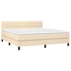 vidaXL atsperu gulta ar matraci, LED, krēmkrāsas audums, 160x200 cm cena un informācija | Gultas | 220.lv