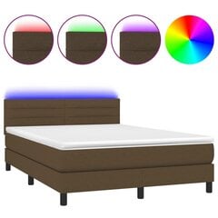 vidaXL atsperu gulta ar matraci, LED, tumši brūns audums, 140x190 cm цена и информация | Кровати | 220.lv