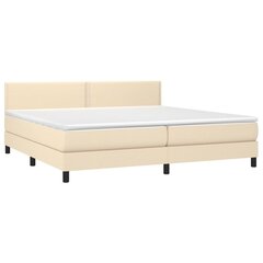 vidaXL atsperu gulta ar matraci, LED, krēmkrāsas audums, 200x200 cm cena un informācija | Gultas | 220.lv